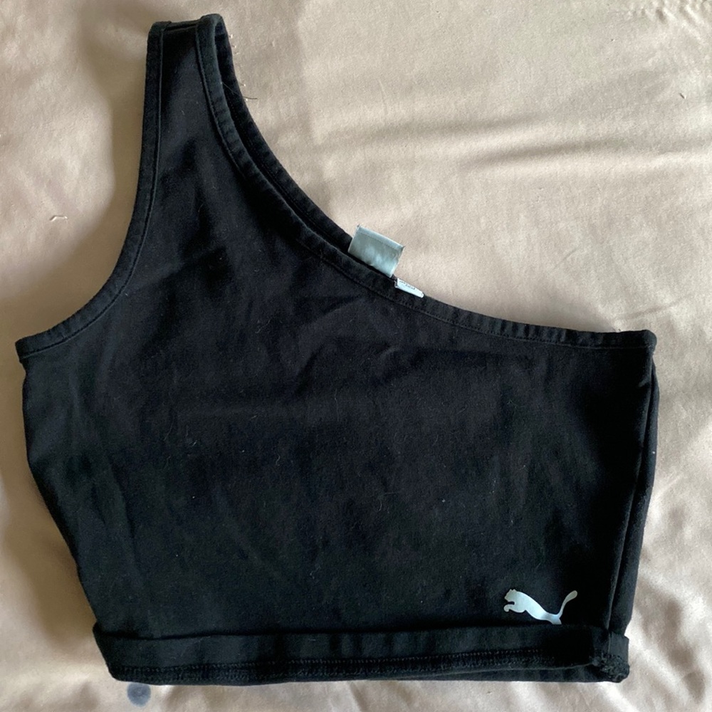 Puma One Arm Crop Top Black